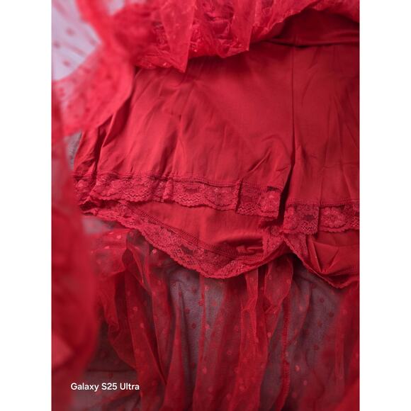 NWT Choosy Red Lace Swiss Dot Maxi Dress 12 Built in Shorts Romantic Sexy Date - Picture 4 of 6
